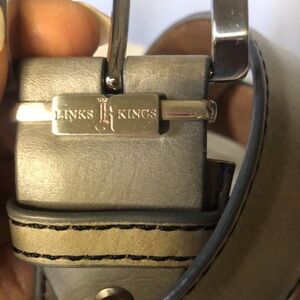 LINKS & KINGS green and gray genuine Italian leather men’s belt. Silver buckle.